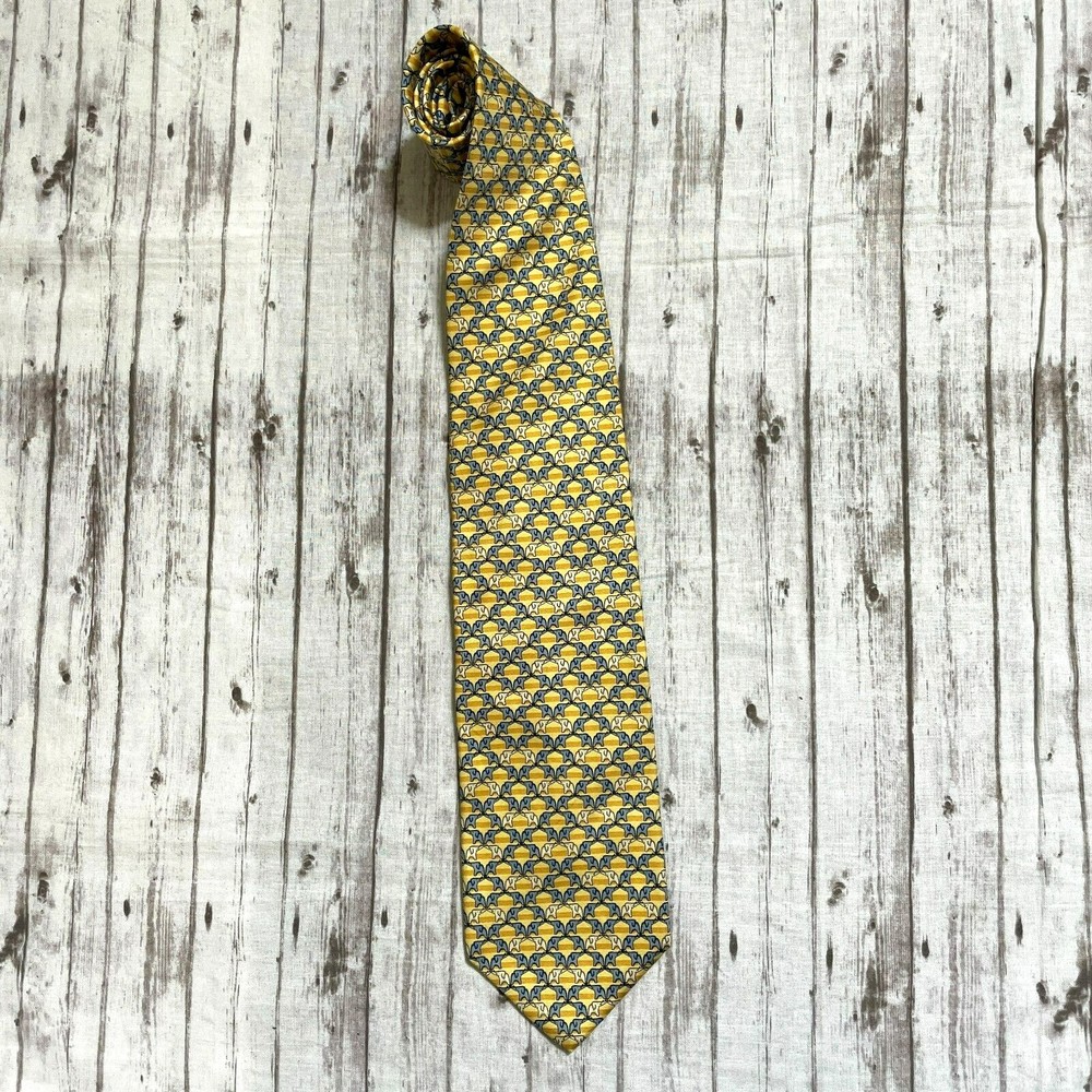 Jos A Bank Mens 100% Silk Yellow Blue Elephant Necktie Tie